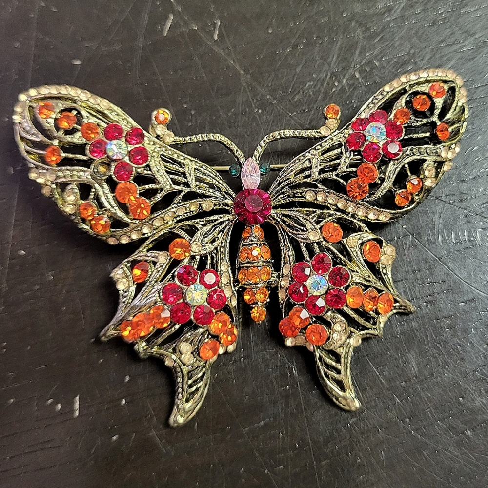 Victorian Trading Co. Orange Butterfly Pin